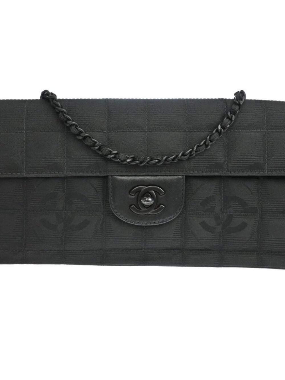 Chanel Black Jacquard Nylon Travel Line East West Shoulder